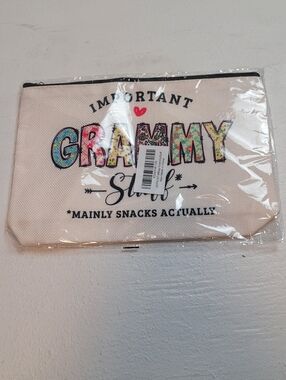 Canvas 'GRAMMY' Lettering Cosmetic Pouch